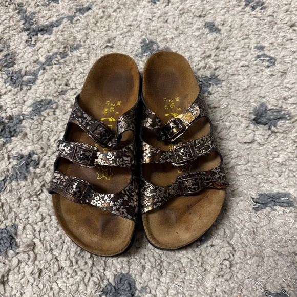 Papillio by Birkenstock Floral Brown Triple Strap Sandals Women’s Size 7 - Picture 2 of 8